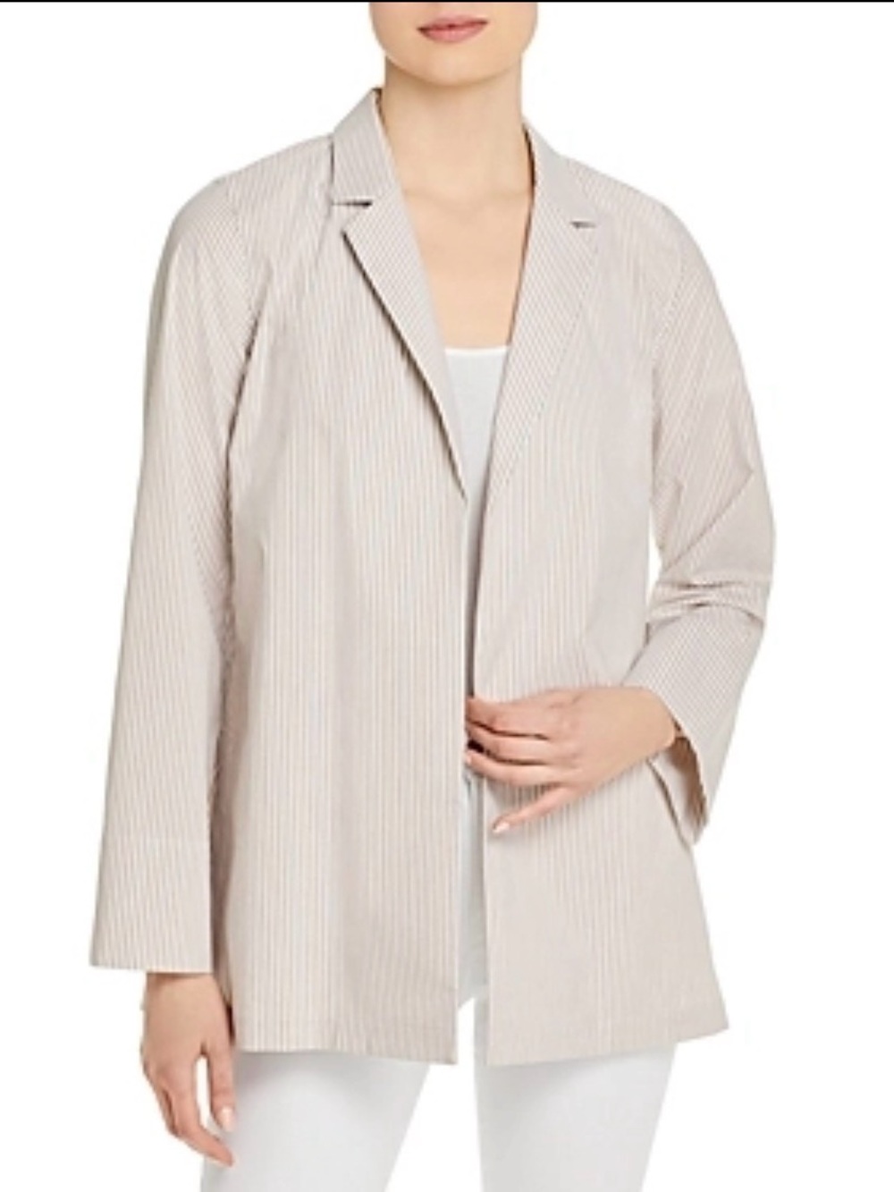 Lafayette 148 New York stripe cotton poplin McGraw jacket size Medium